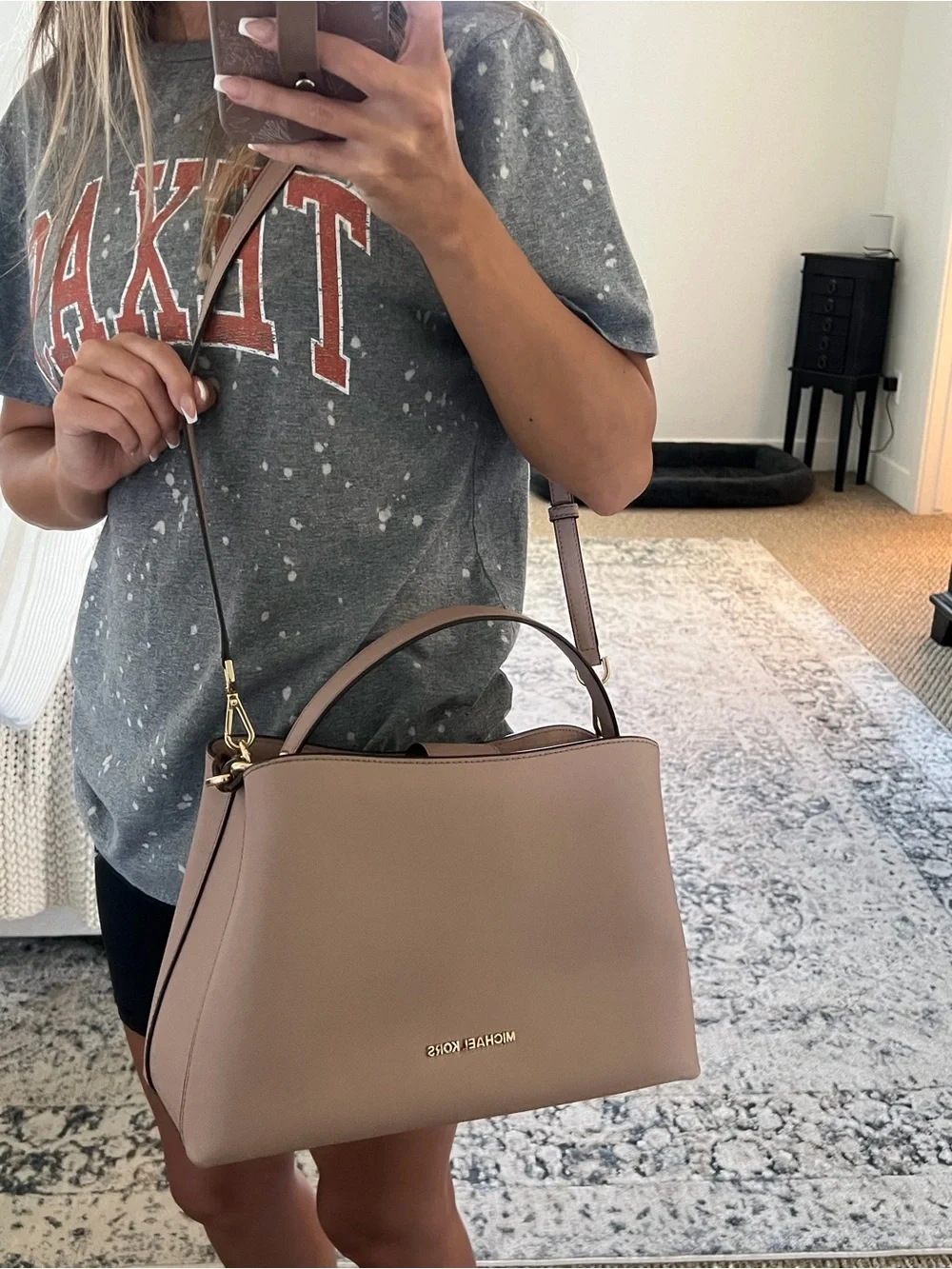 Michael Kors Blush Pink Saffiano Leather Shoulder Bag with Gold Hardware